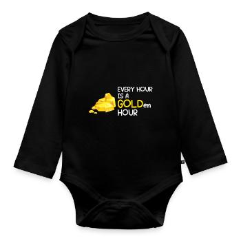 Goldwaschen Goldsucher Goldschüfer Design - Baby Bio-Langarm-Body - Schwarz - Vorne