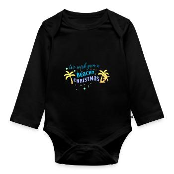 Wir wünschen Ihnen eine strandige Weihnachten im J - Baby Bio-Langarm-Body - Schwarz - Vorne