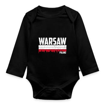Warschau Polen - Baby Bio-Langarm-Body - Schwarz - Vorne
