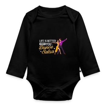 Salsa Dance Music Course Débutant Entraînement Danseur - Body Bébé bio manches longues - noir - Devant