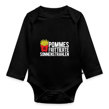 Pommes Sind Frittierte Sonnenstrahlen Pommes Frite - Baby Bio-Langarm-Body - Schwarz - Vorne