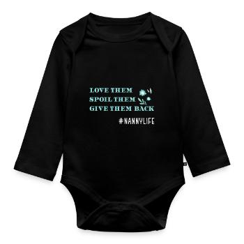 Nanny Babysitterin Tagesmutter - Baby Bio-Langarm-Body - Schwarz - Vorne
