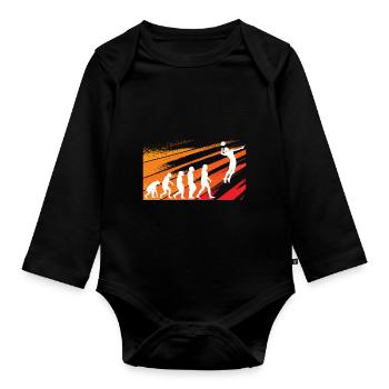 Volleyball Player Sport Retro Evolution - Baby Bio-Langarm-Body - Schwarz - Vorne