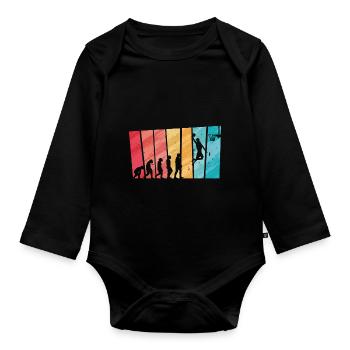 Basketball Evolution From Monkey To Men BBall - Body Bébé bio manches longues - noir - Devant