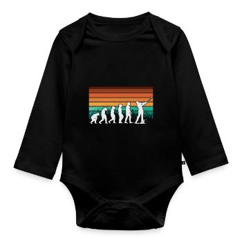 Golf Evolution From Monkey To Men BBall Lovers - Baby Bio-Langarm-Body - Schwarz - Vorne