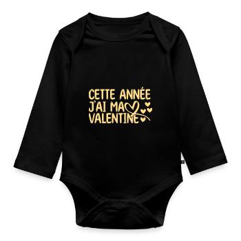 Saint Valentin ma copine la meilleure copine amour - Body Bébé bio manches longues - noir - Devant
