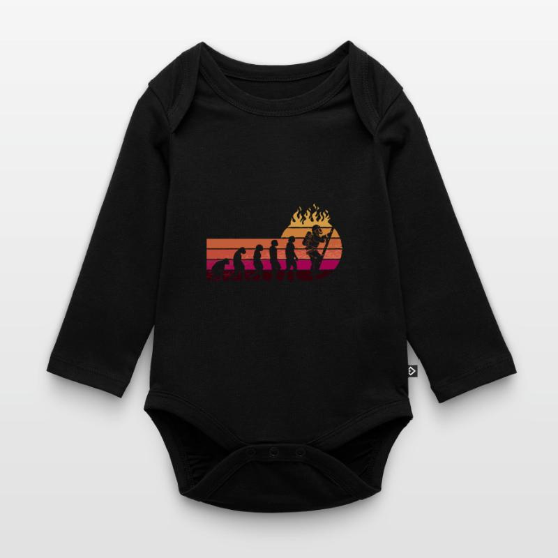 Evolution Firefighter Retro Firefighter Profession Organic Longsleeve Baby Bodysuit