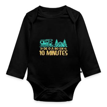 Camping Car Humour Camping Camper - Body Bébé bio manches longues - noir - Devant