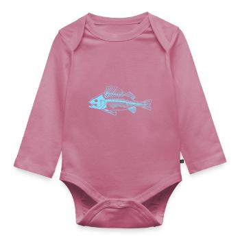Os de perchaude le design cool en arête de poisson - Body Bébé bio manches longues - mauve - Devant