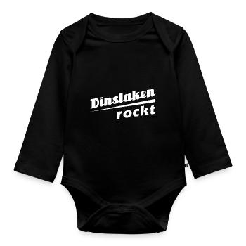 Dinslaken rockt - Textdesign mit Stadtnamen - Baby Bio-Langarm-Body - Schwarz - Vorne
