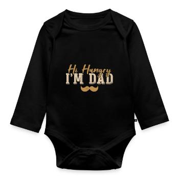 Salut affamé, je suis papa - Body Bébé bio manches longues - noir - Devant