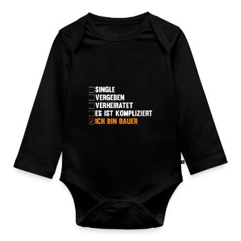 Landwirtschaft Landwirt Traktor Bauernhof Bauer - Baby Bio-Langarm-Body - Schwarz - Vorne