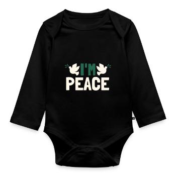 I come in peace im peace couples - Baby Bio-Langarm-Body - Schwarz - Vorne