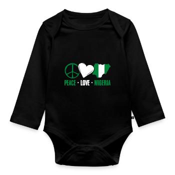 Peace Love Cool Nigeria For Nigerian People - Organic Longsleeve Baby Bodysuit - black - Front