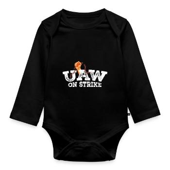 UAW strong Unionize - United We Bargain, Divided - Organic Longsleeve Baby Bodysuit - black - Front