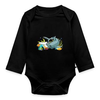Requin corail Océan Animal Cadeau Requin Marteau - Body Bébé bio manches longues - noir - Devant