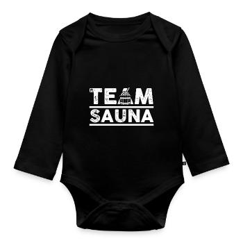 Wellness Saunagänger Saunieren Saunierer Sauna - Baby Bio-Langarm-Body - Schwarz - Vorne