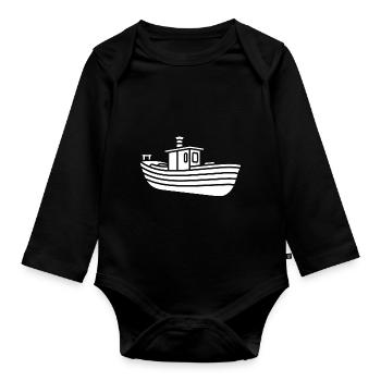 Bateau humour péniche - Body Bébé bio manches longues - noir - Devant