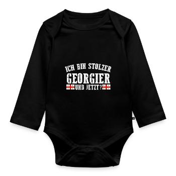 Georgian Georgia - Organic Longsleeve Baby Bodysuit - black - Front