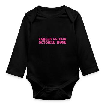 Brustkrebs Rosa Oktober - Baby Bio-Langarm-Body - Schwarz - Vorne