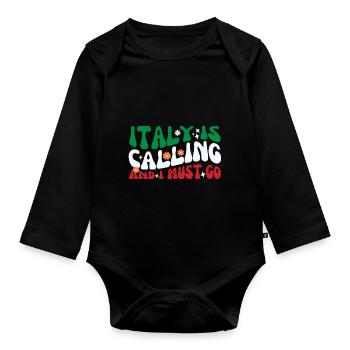 L’Italie m’appelle et je dois partir en vacances d’été - Body Bébé bio manches longues - noir - Devant