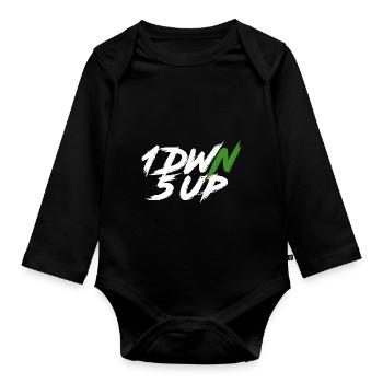 1DWN5UP white - Organic Longsleeve Baby Bodysuit - black - Front