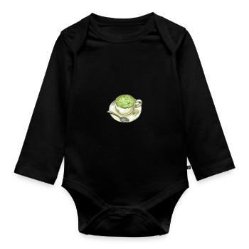 Matcha Zeremonie, grüner Tee, Pulver - Baby Bio-Langarm-Body - Schwarz - Vorne
