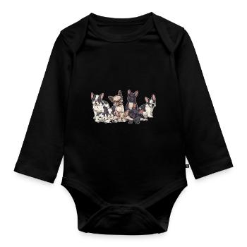 Bulldog français - Body Bébé bio manches longues - noir - Devant