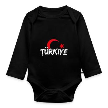 Türkiye Türkei Turkey Turkish Fußball Futbol türke - Baby Bio-Langarm-Body - Schwarz - Vorne