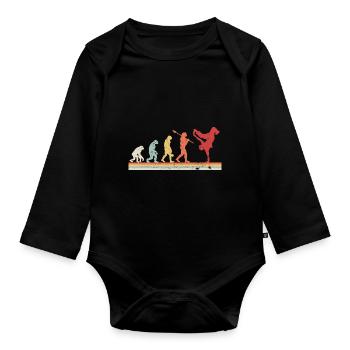 Brekdance Evolution Hip Hop Bboy Retro Vintage - Baby Bio-Langarm-Body - Schwarz - Vorne