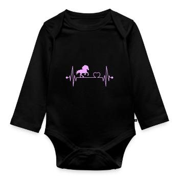 Cheval islandais Tölt Icelandic Heartbeat Rose - Body Bébé bio manches longues - noir - Devant
