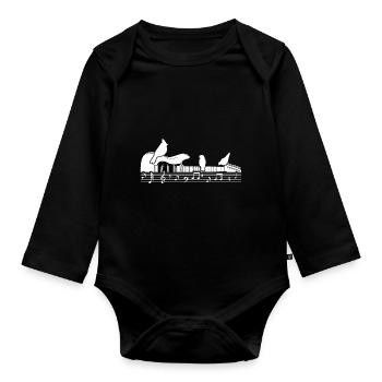 Electric Guitar Birds Nature Music - Organic Longsleeve Baby Bodysuit - black - Front