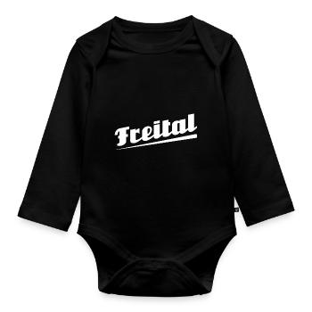 Freital - Textdesign mit Stadtnamen - Baby Bio-Langarm-Body - Schwarz - Vorne