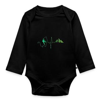 Ecg Heartbeat Graphic Bouldering Mountaineering Bo - Baby Bio-Langarm-Body - Schwarz - Vorne