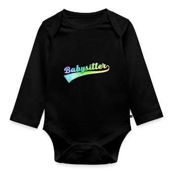 Babysitter Graphic Daycare Provider Daycare Teach - Baby Bio-Langarm-Body - Schwarz - Vorne