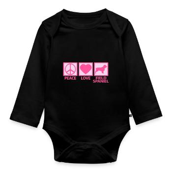 Épagneul des champs Maman Maman Maîtresse Paix Amour Dire - Body Bébé bio manches longues - noir - Devant