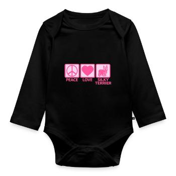 Australian Silky Terrier Mom Mistress Mama Sayings - Organic Longsleeve Baby Bodysuit - black - Front