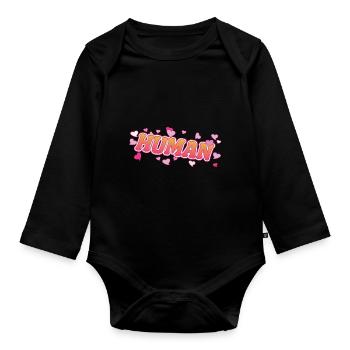 Human Menschen Herzen Desgin - Baby Bio-Langarm-Body - Schwarz - Vorne