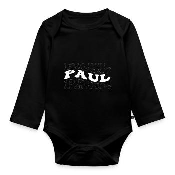 Lustig Paul Groovy 4 Männer Frauen Cool Paul Batikfarbe - Baby Bio-Langarm-Body - Schwarz - Vorne