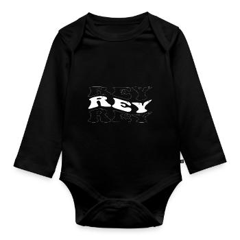Lustige Rey Groovy 4 Männer Frauen Cool Rey Batikfarbe - Baby Bio-Langarm-Body - Schwarz - Vorne