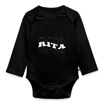 Funny Rita Groovy 4 Men Women Cool Rita Tie Dye - Organic Longsleeve Baby Bodysuit - black - Front