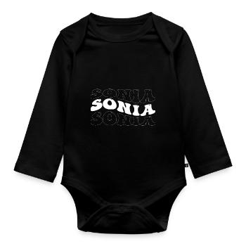 Drôle Sonia Groovy 4 Hommes Femmes Cool Sonia Tie Dye - Body Bébé bio manches longues - noir - Devant
