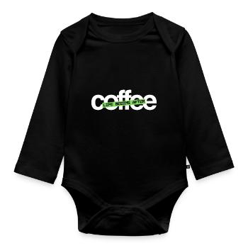 Funny Life Quote Life Begins After Coffee - Organic Longsleeve Baby Bodysuit - black - Front