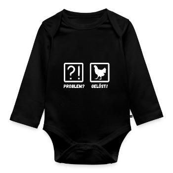 Huhn Hühnerstall Bauernhof Bauer Landwirt Hühner - Baby Bio-Langarm-Body - Schwarz - Vorne
