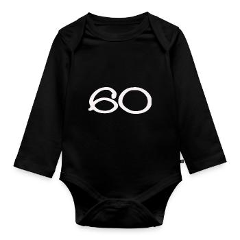 60. 60 ANS. 60e ANNIVERSAIRE. ANNIVERSAIRE 60 ANS. - Body Bébé bio manches longues - noir - Devant