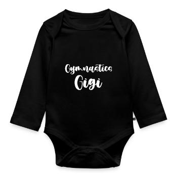 Passende Gymnastik Familie Oma Gymnastik Gigi - Baby Bio-Langarm-Body - Schwarz - Vorne