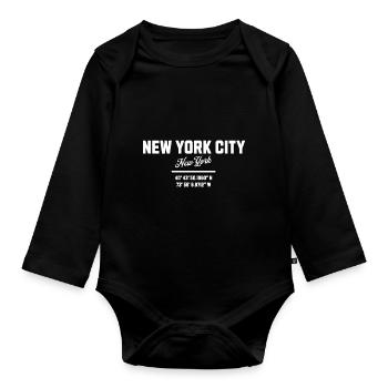 Koordinaten Von New York City - Baby Bio-Langarm-Body - Schwarz - Vorne