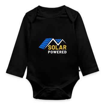 Solar Powered, Photovoltaic, Solar Energy, Sun - Organic Longsleeve Baby Bodysuit - black - Front