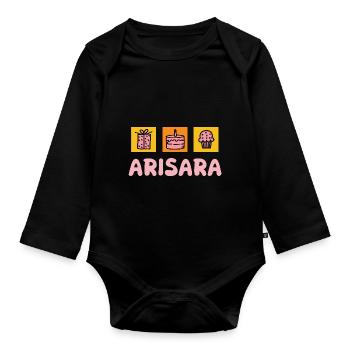 Geschenk für Arisara - Baby Bio-Langarm-Body - Schwarz - Vorne