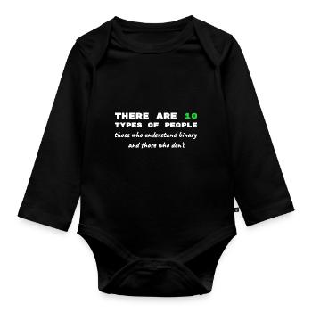 Binär Code lustige Sprüche Computer Computerarbeit - Baby Bio-Langarm-Body - Schwarz - Vorne